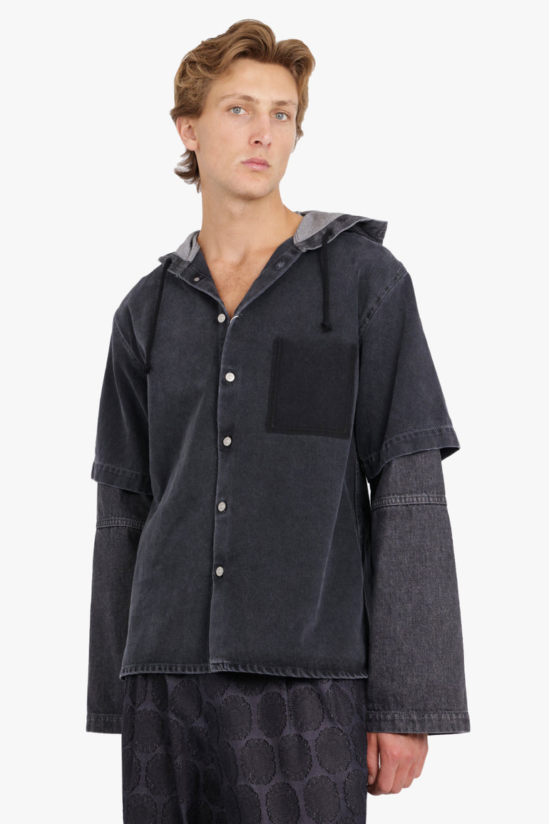 MM6 BY MAISON MARGIELA RTW Black Denim Sports Jacket | Grey/Black