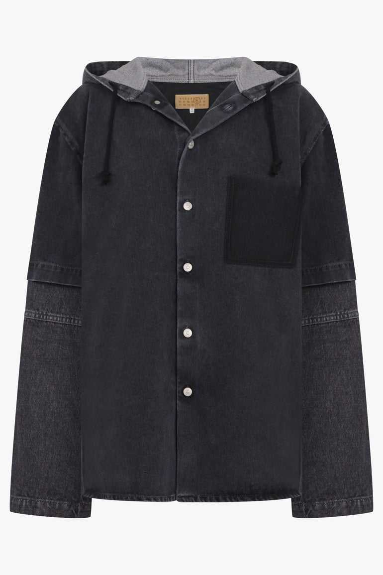 MM6 BY MAISON MARGIELA RTW Black Denim Sports Jacket | Grey/Black