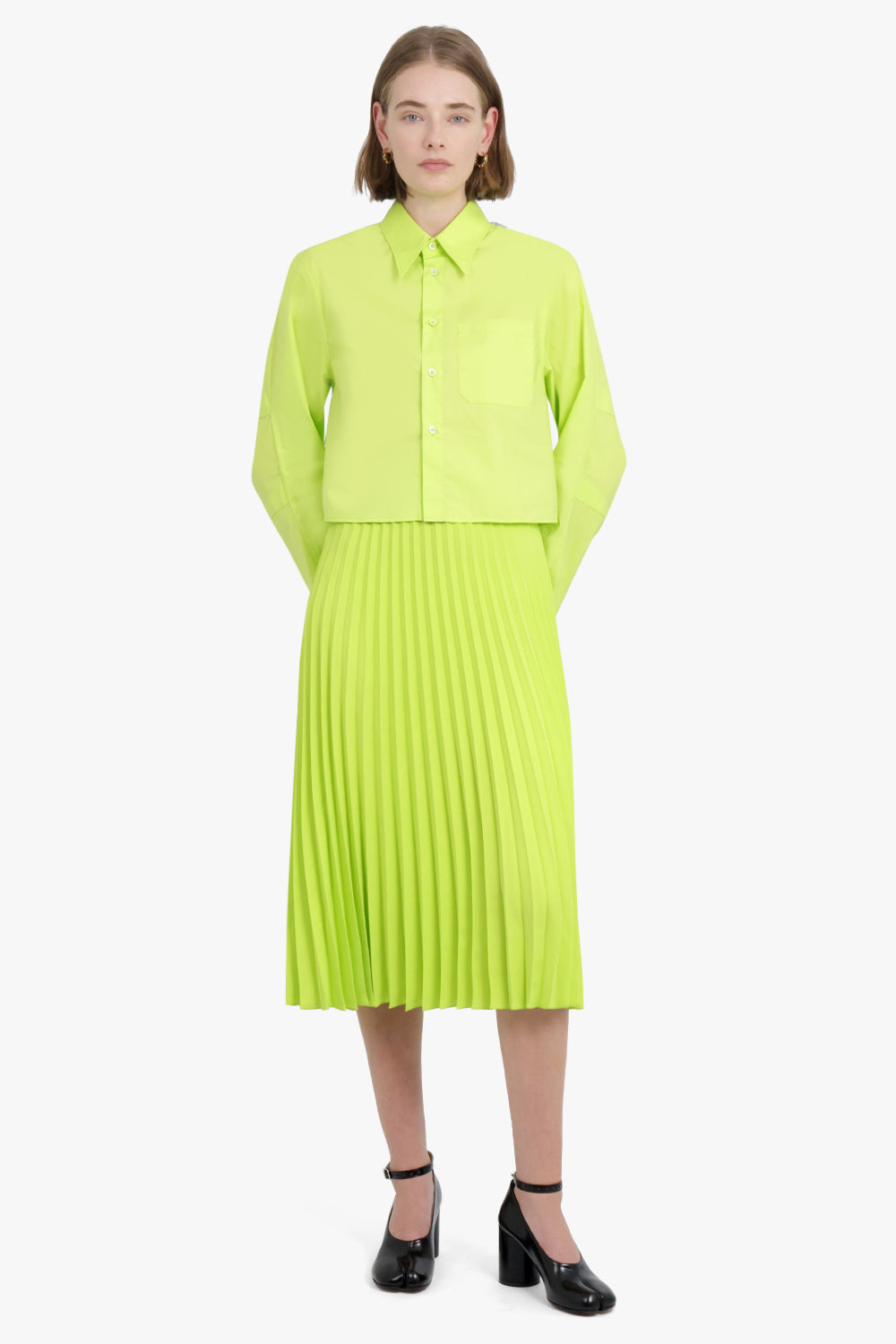 MM6 BY MAISON MARGIELA RTW Fluid Polyester Skirt | Neon Green