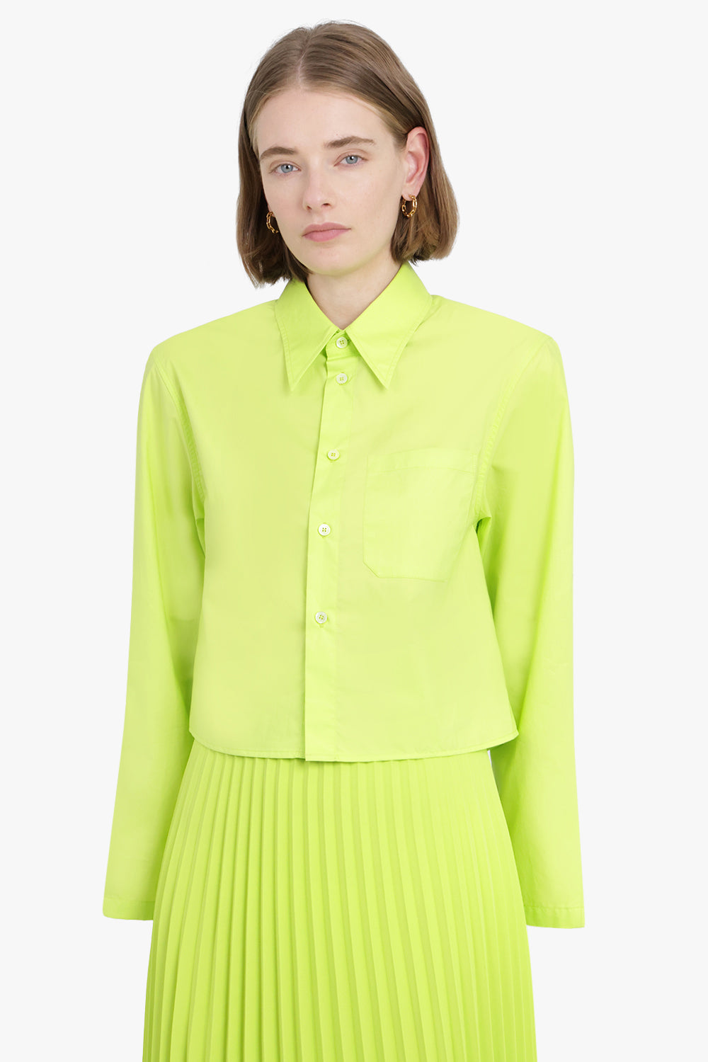 MM6 BY MAISON MARGIELA RTW Poplin Cotton Shirt | Neon Green