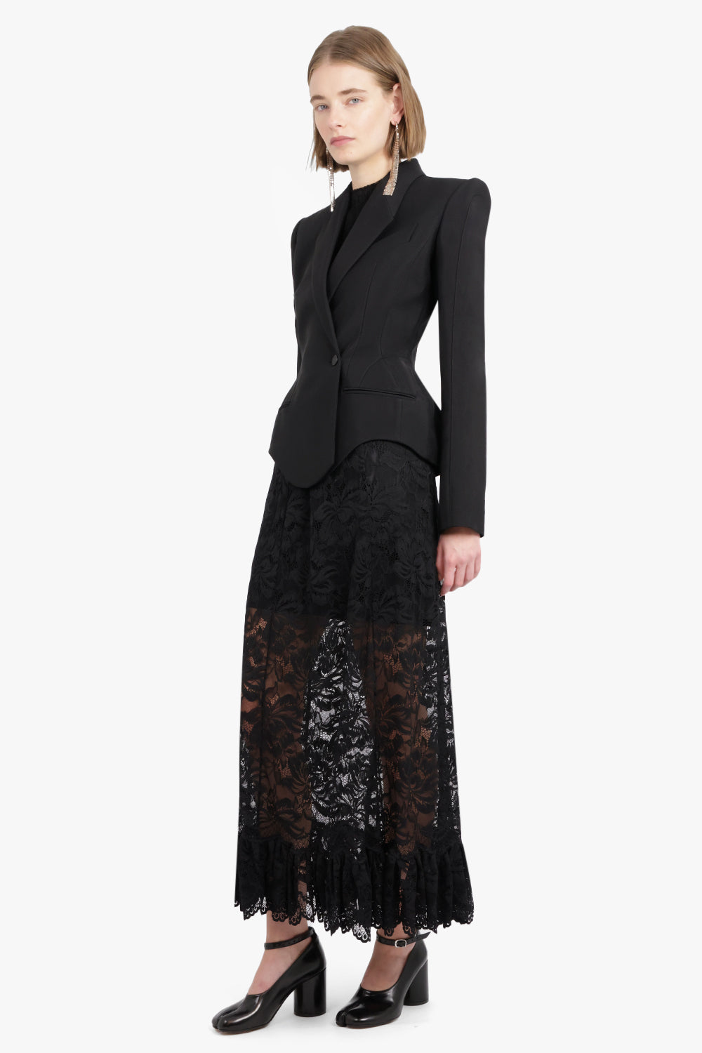 MUGLER RTW CROPPED HEAVY FLUID BLAZER | BLACK