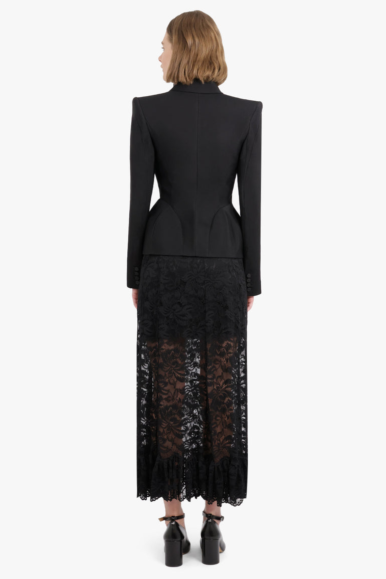 MUGLER RTW CROPPED HEAVY FLUID BLAZER | BLACK