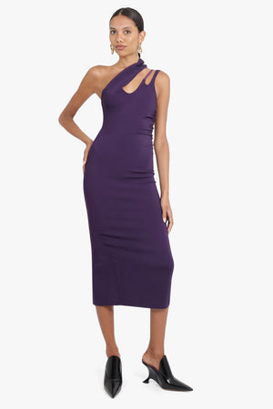 MUGLER RTW One Shoulder Dress | Dark Violet