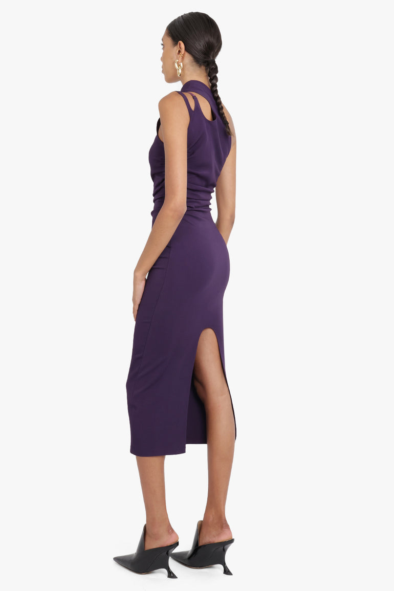 MUGLER RTW One Shoulder Dress | Dark Violet