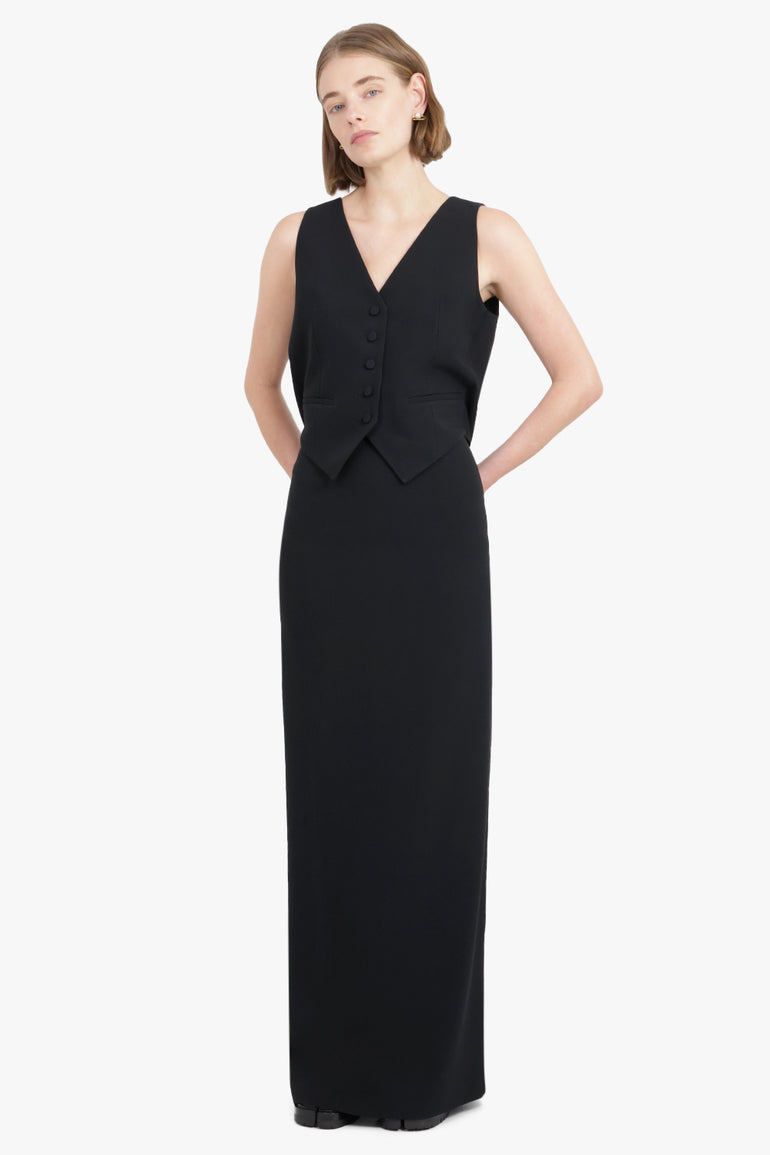NINA RICCI RTW Cady Drapped Open-Back Vest | Black