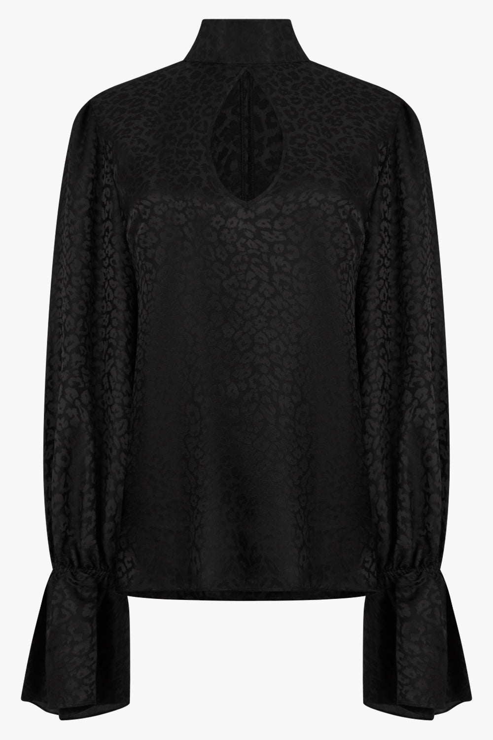 NINA RICCI RTW Leopard-Jacquard Cut-Out Blouse With Back Ties | Black