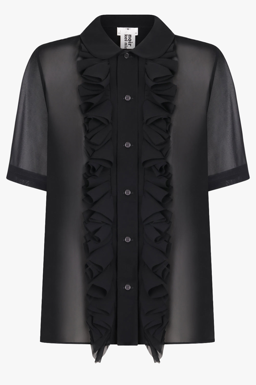 NOIR KEI NINOMIYA RTW Sheer Ruffle Detail S/S Shirt | Black