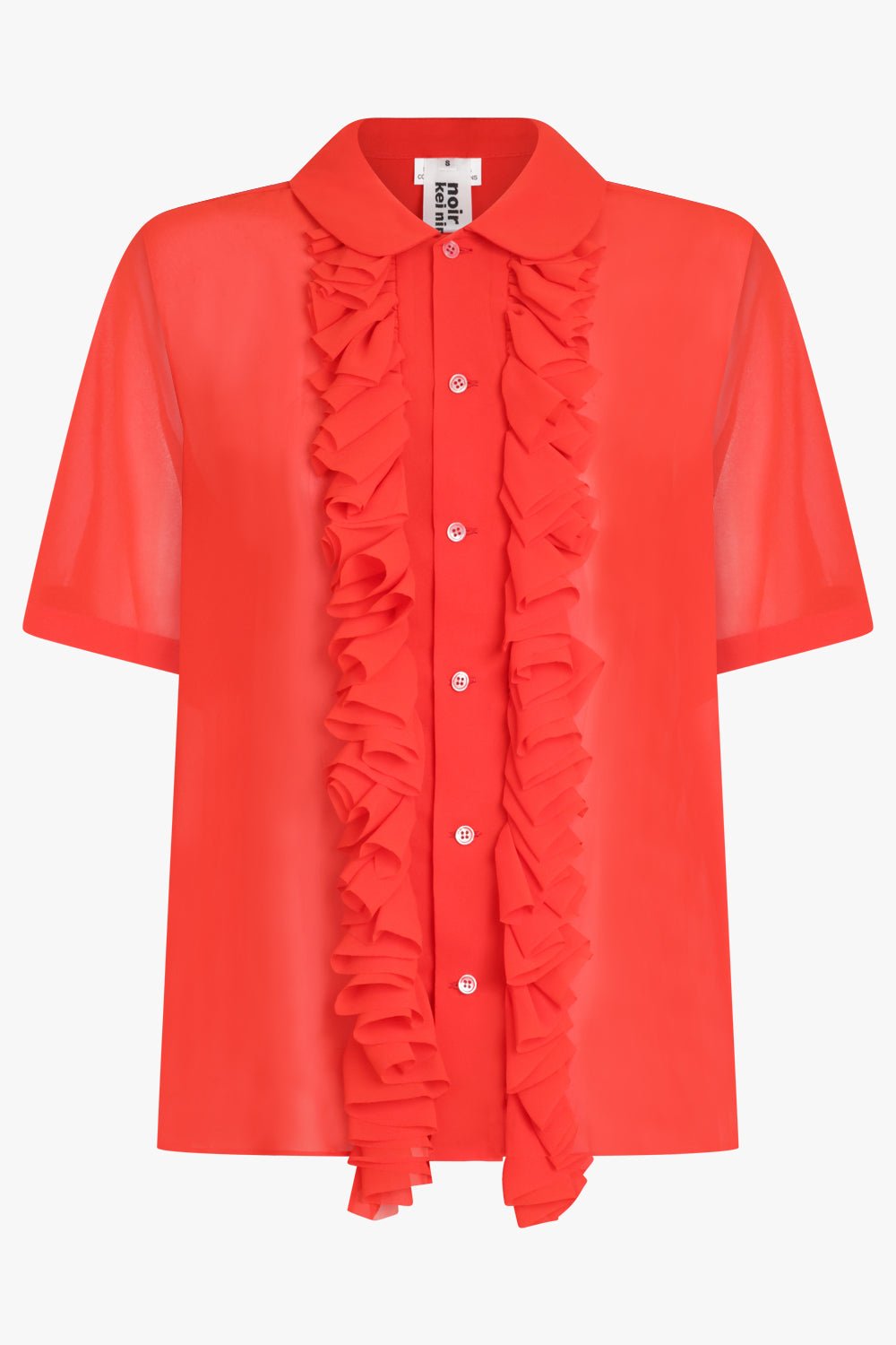 NOIR KEI NINOMIYA RTW Sheer Ruffle Detail S/S Shirt | Red