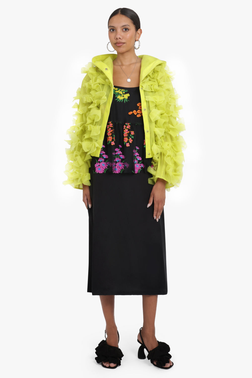 PASKAL RTW BOW APPLIQUED HOODED JACKET | LIME