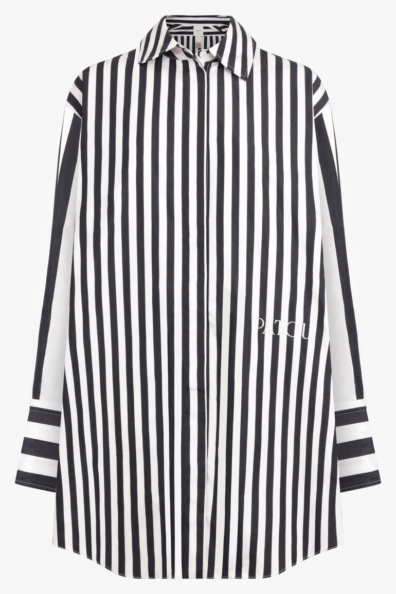 PATOU RTW Iconic Mini Shirt Dress | Black Stripe