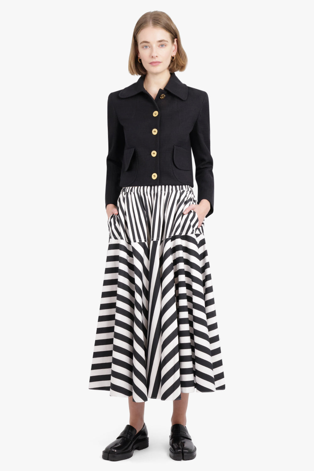 PATOU RTW Maxi Riviera Skirt | Black Stripe