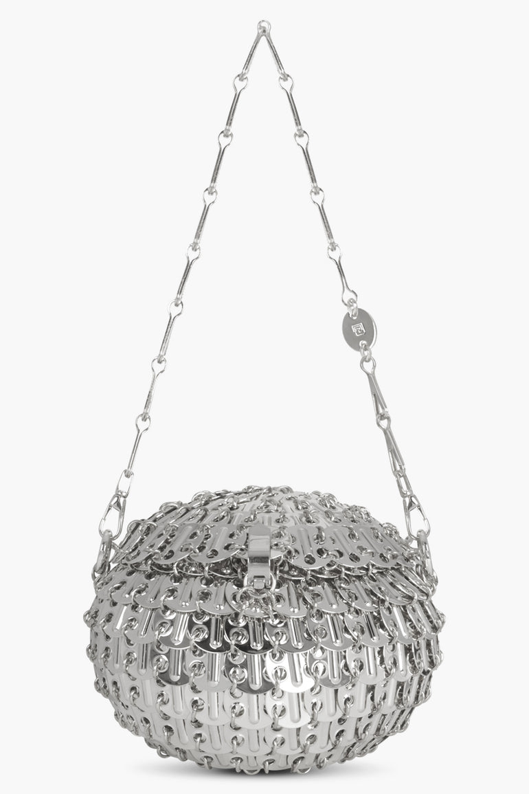 RABANNE BAGS METALLICS / SILVER 1969 METALLIC BALL DISC BAG | SILVER