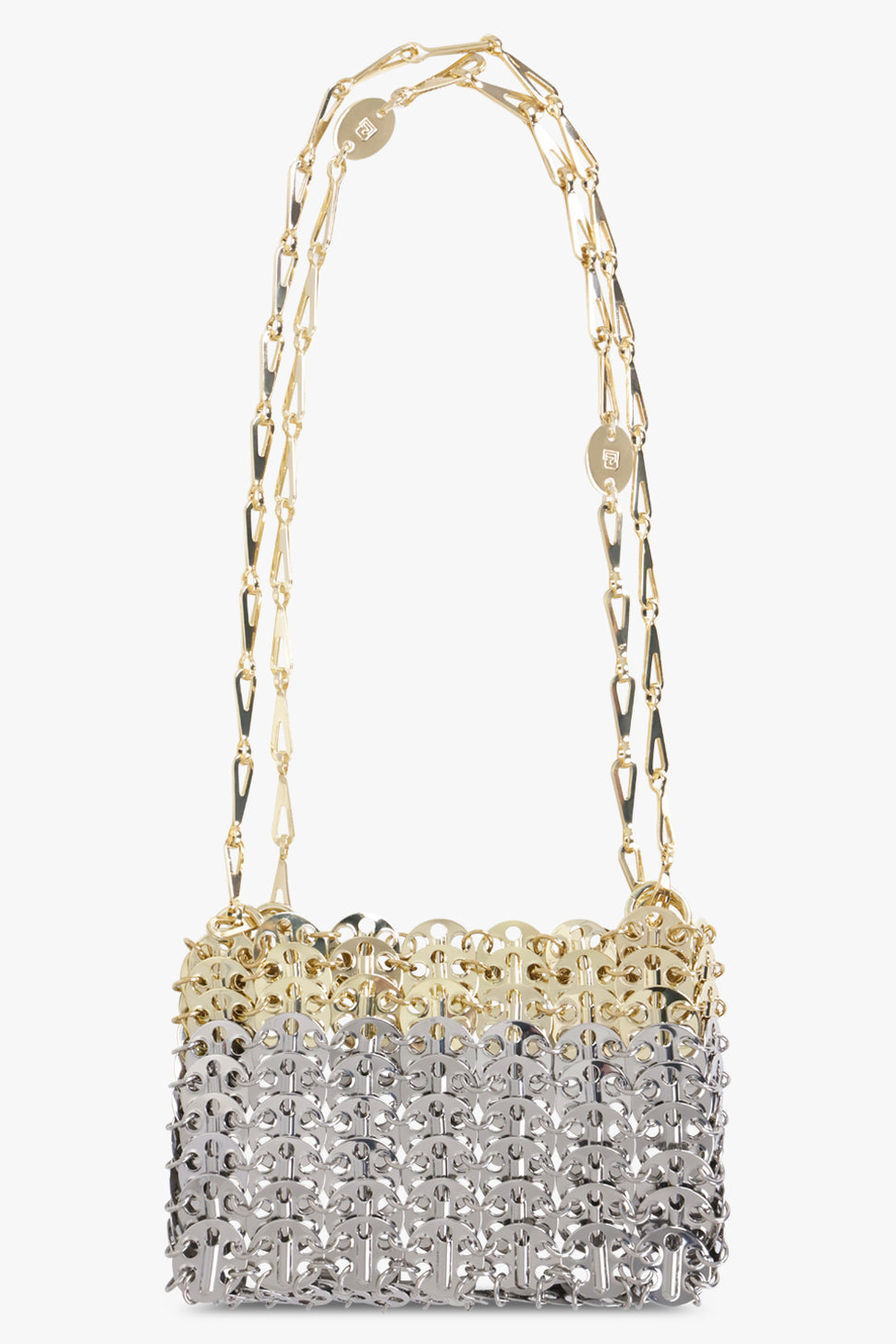 1969 Iconic Skyline Metallic Disc Chain Bag | Silver/Gold – Parlour X