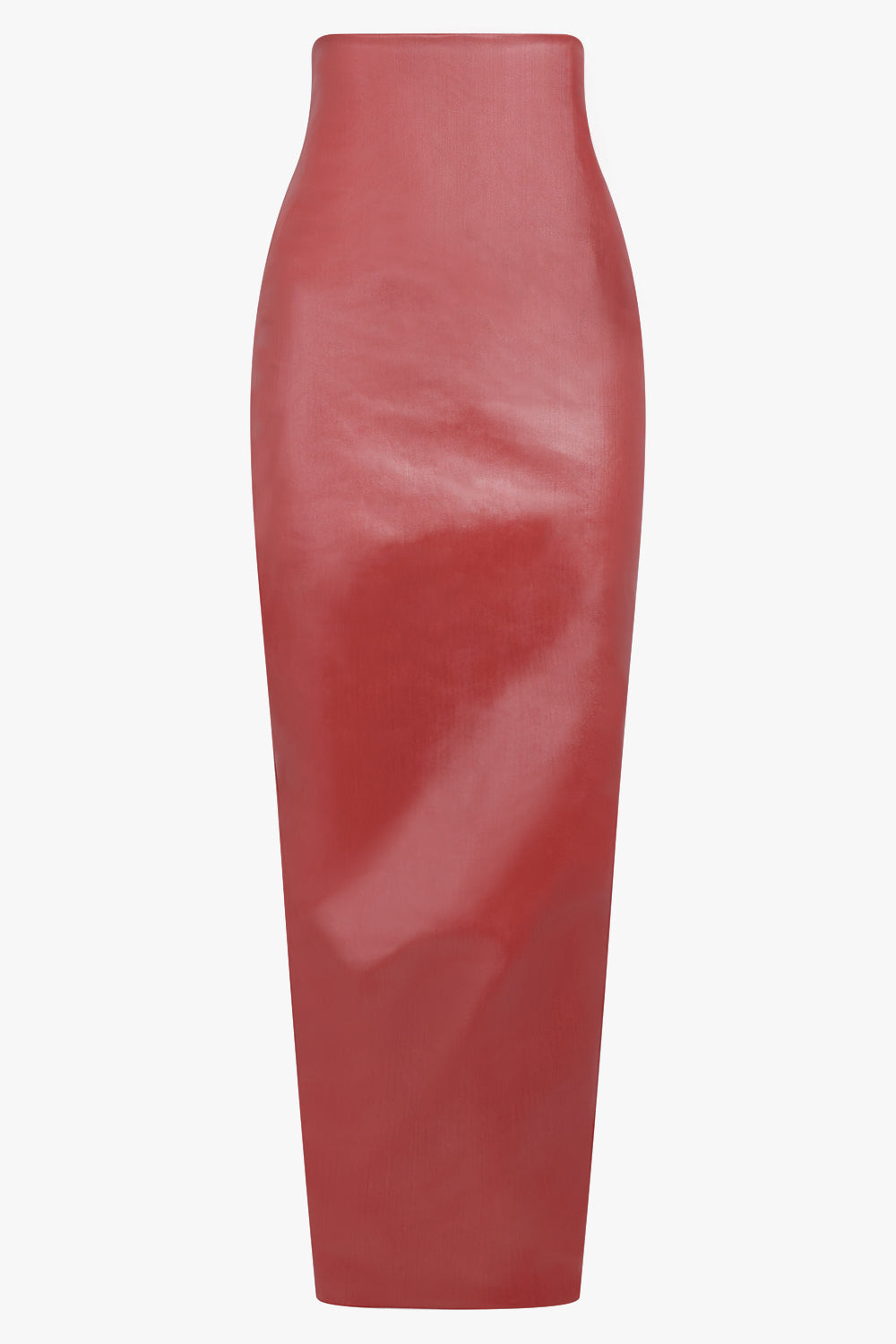 RICK OWENS RTW Dirt Denim Stretch Pillar Skirt | Cardinal Red
