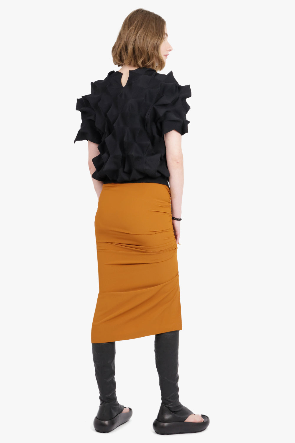 RICK OWENS RTW Shrimp Midi Skirt | Clay