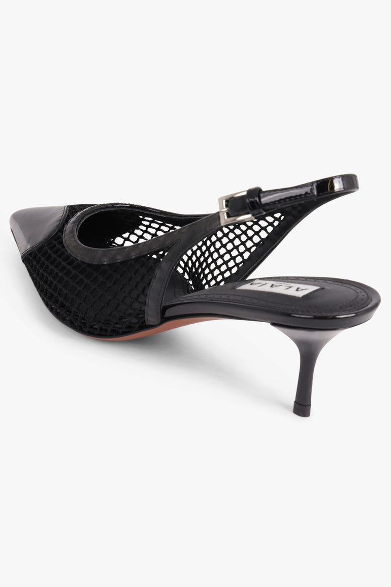 ALAIA Unclassified FISHNET SLINGBACKS 55MM | BLACK