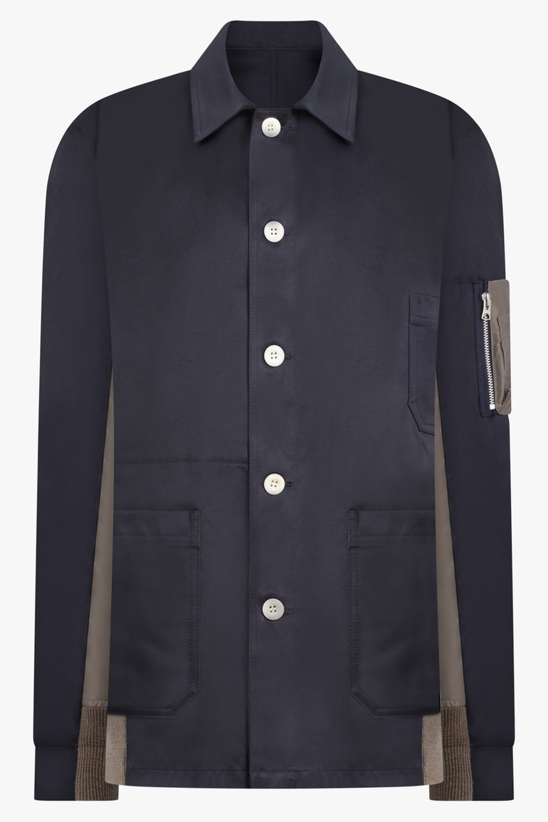 SACAI RTW COTTON CHINO X NYLON TWILL BLOUSON | NAVY/TAUPE