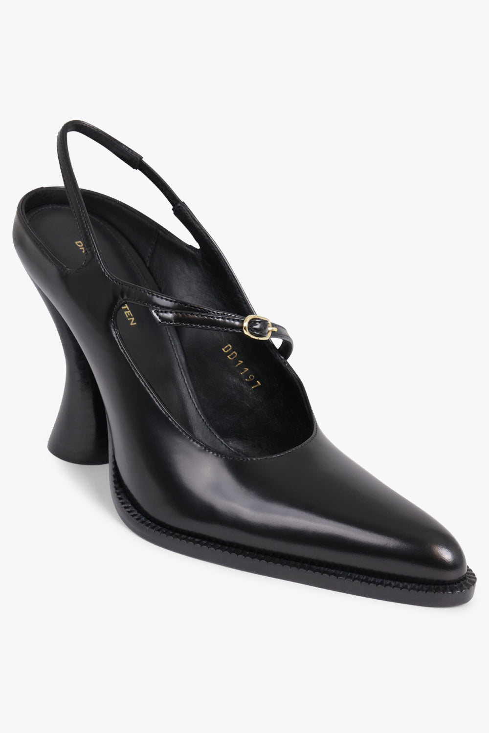 DRIES VAN NOTEN SHOES Shiny Pointed Toe Cruved 100Mm Pump | Black