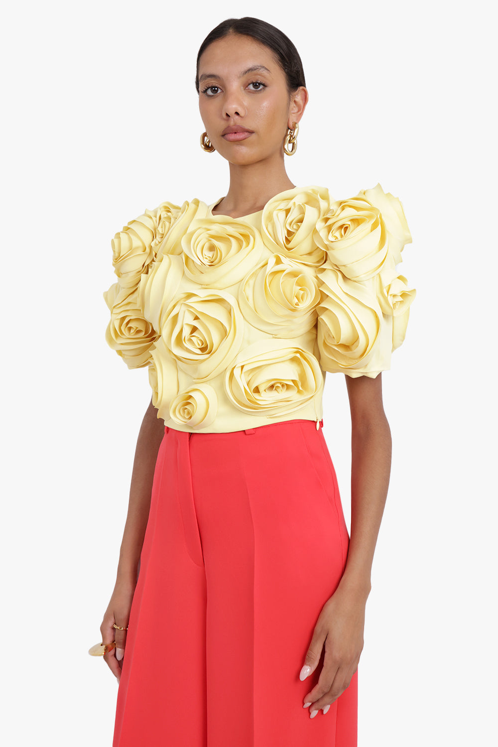 VIKTOR & ROLF RTW Bunch Of Roses Puff Sleeve Top | Yellow