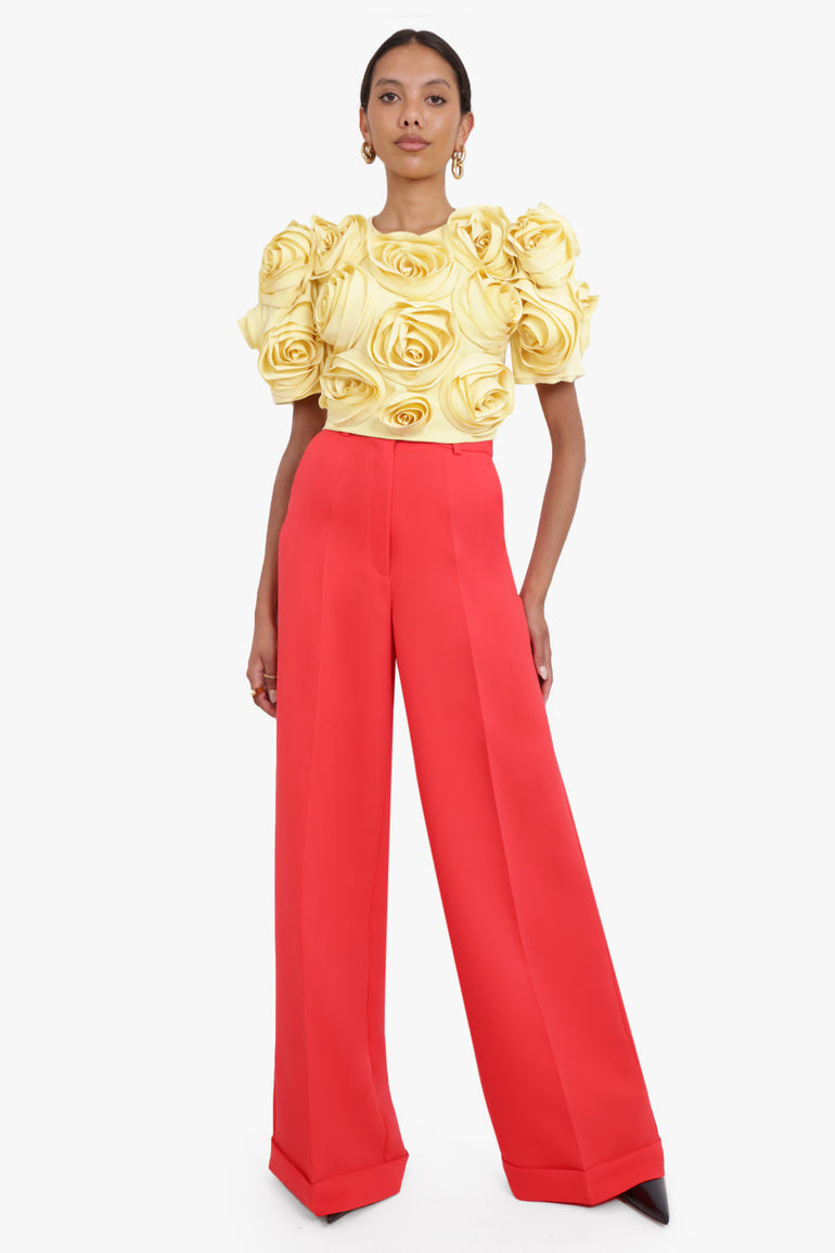 VIKTOR & ROLF RTW Bunch Of Roses Puff Sleeve Top | Yellow
