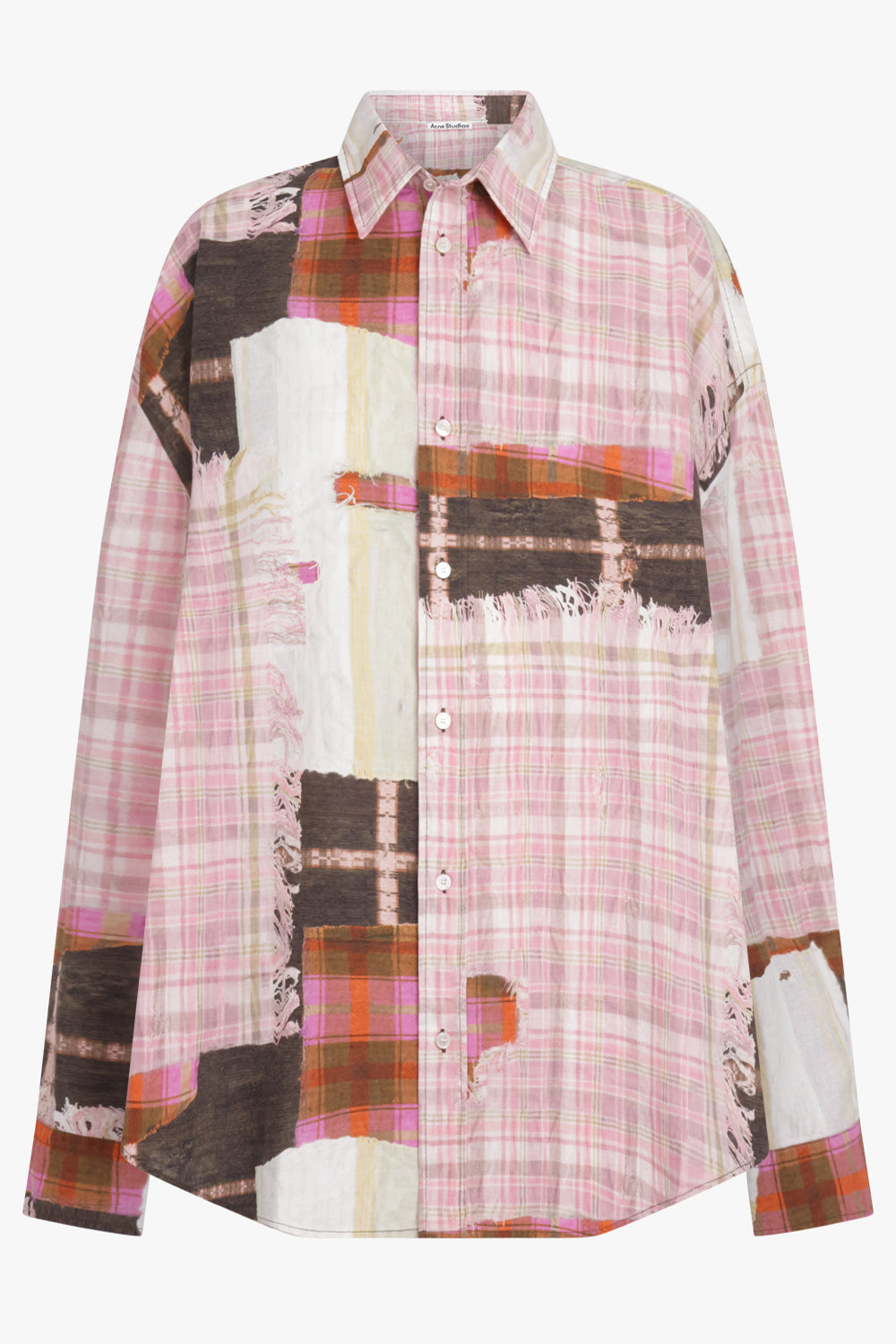 ACNE STUDIOS RTW Patchwork Linear Long Sleeve Shirt | Pink