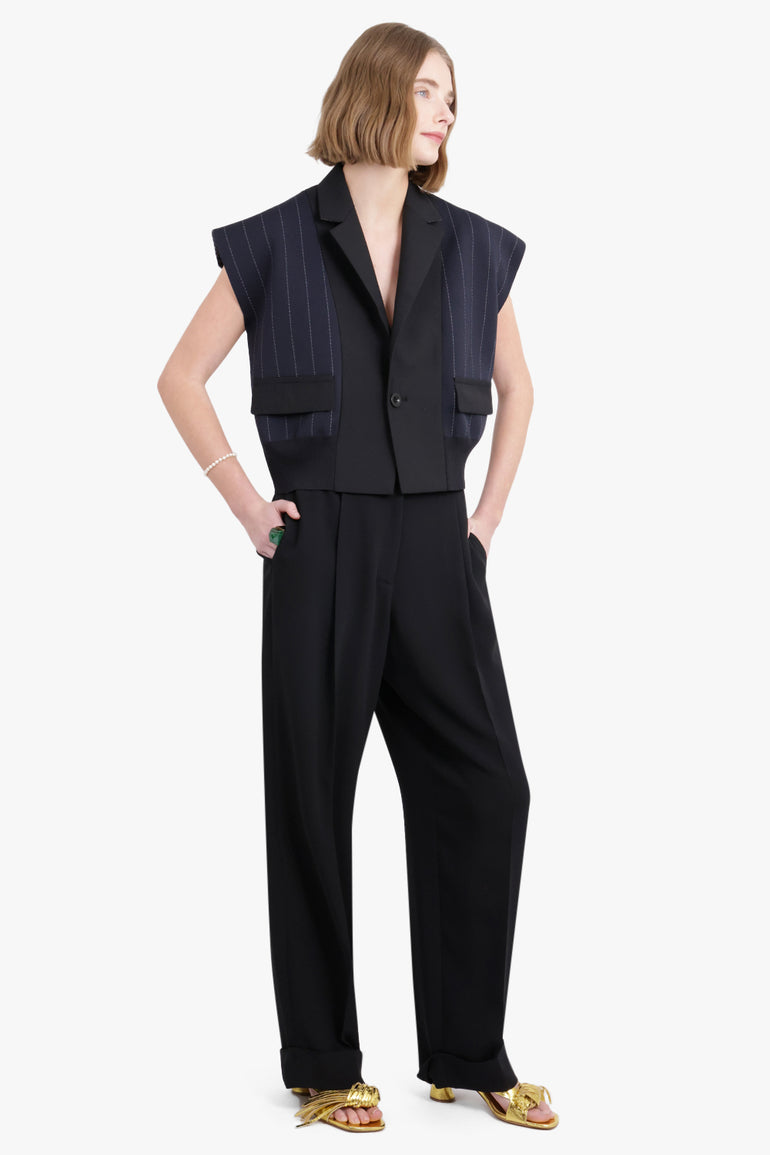 Chalk Stripe / Glencheck Knit Vest | Navy – Parlour X