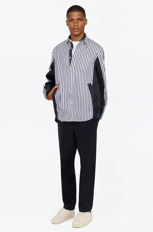 SACAI RTW COTTON POPLIN SHIRT | NAVY STRIPE