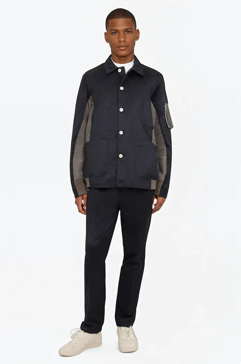 SACAI RTW COTTON CHINO X NYLON TWILL BLOUSON | NAVY/TAUPE