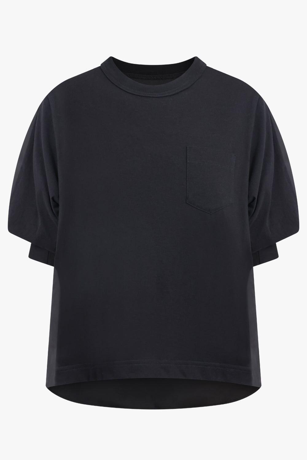 SACAI RTW Cotton Poplin X Cotton Jersey T-Shirt | Black
