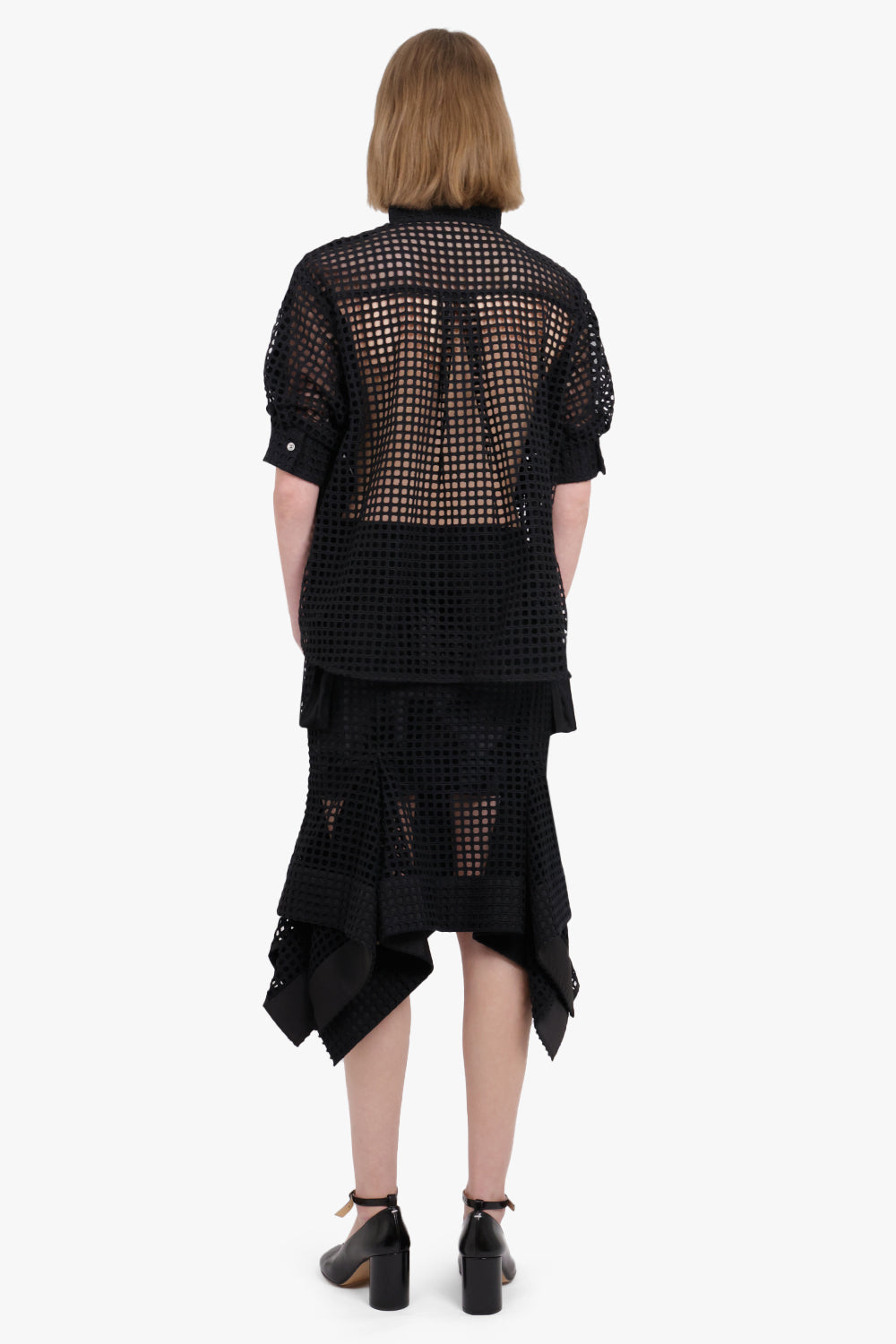 SACAI RTW Embroidery Lace Skirt | Black