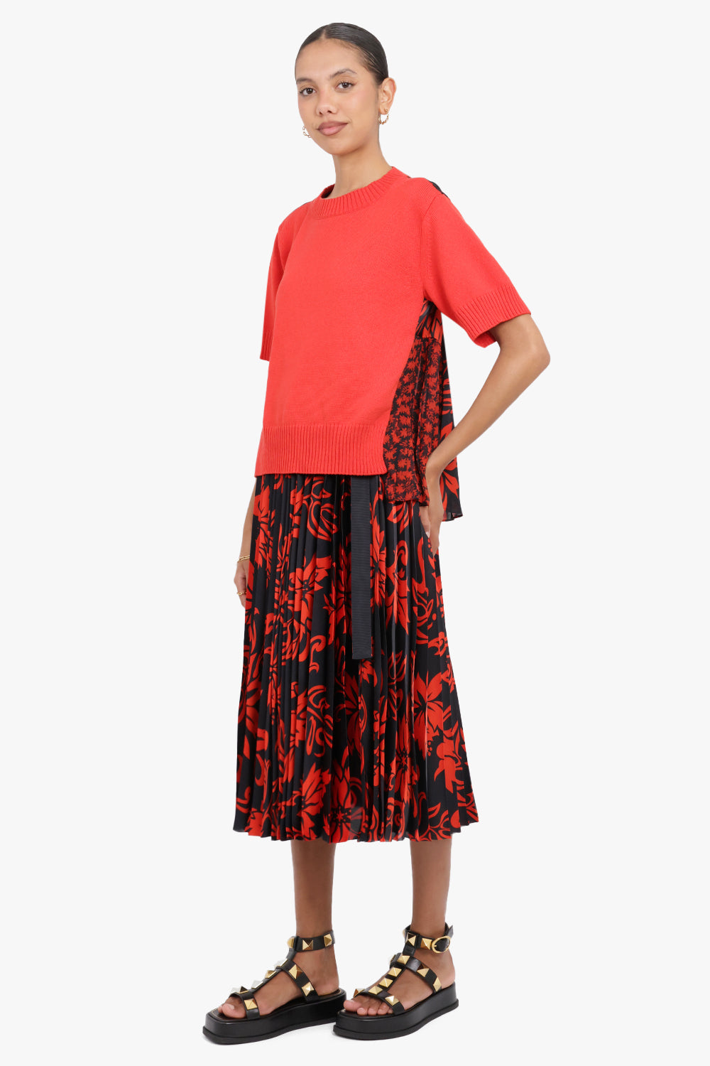 SACAI RTW Floral Print Skirt Large Print | Red