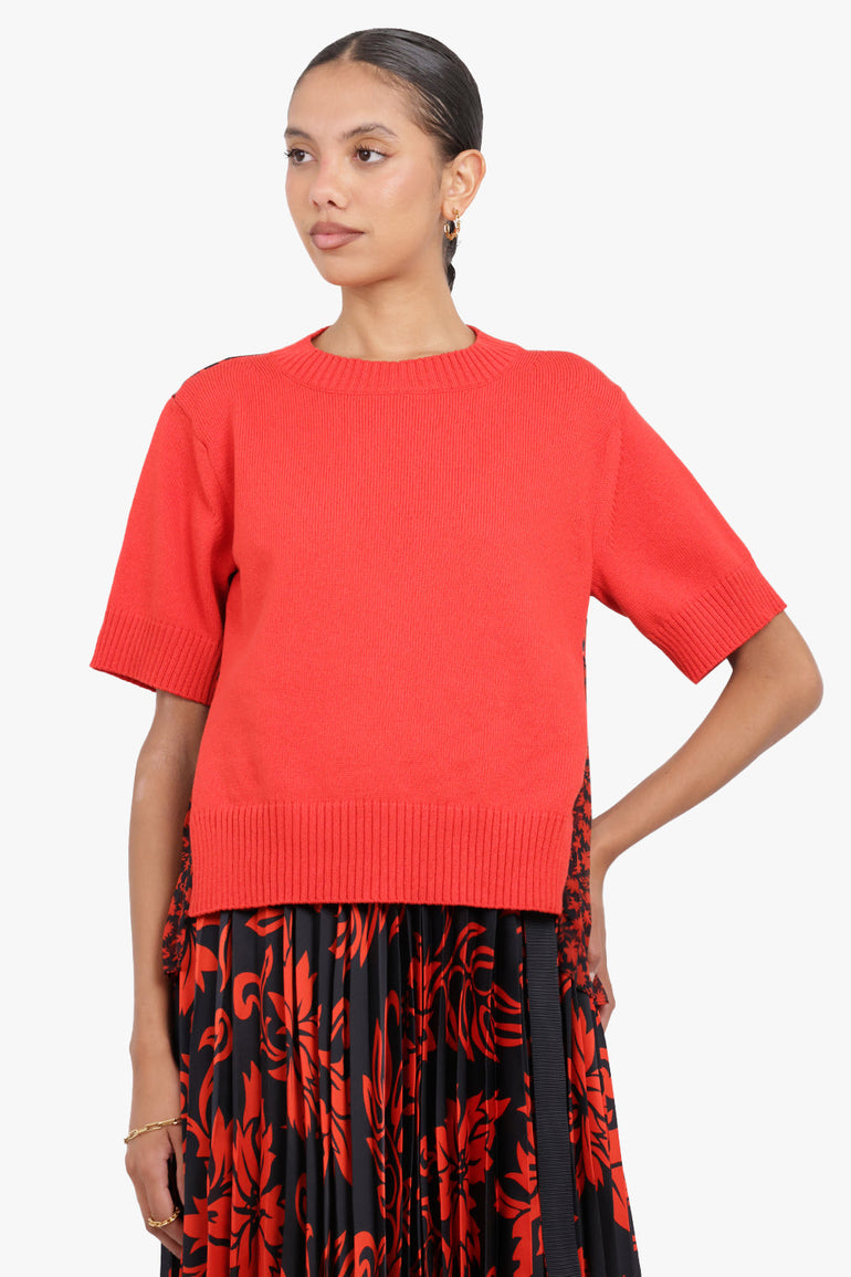SACAI RTW Floral Knit Pullover | Navy/Red