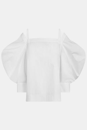 SACAI RTW Off Shoulder Top With Exaggerated Wing Sleeve | Off White