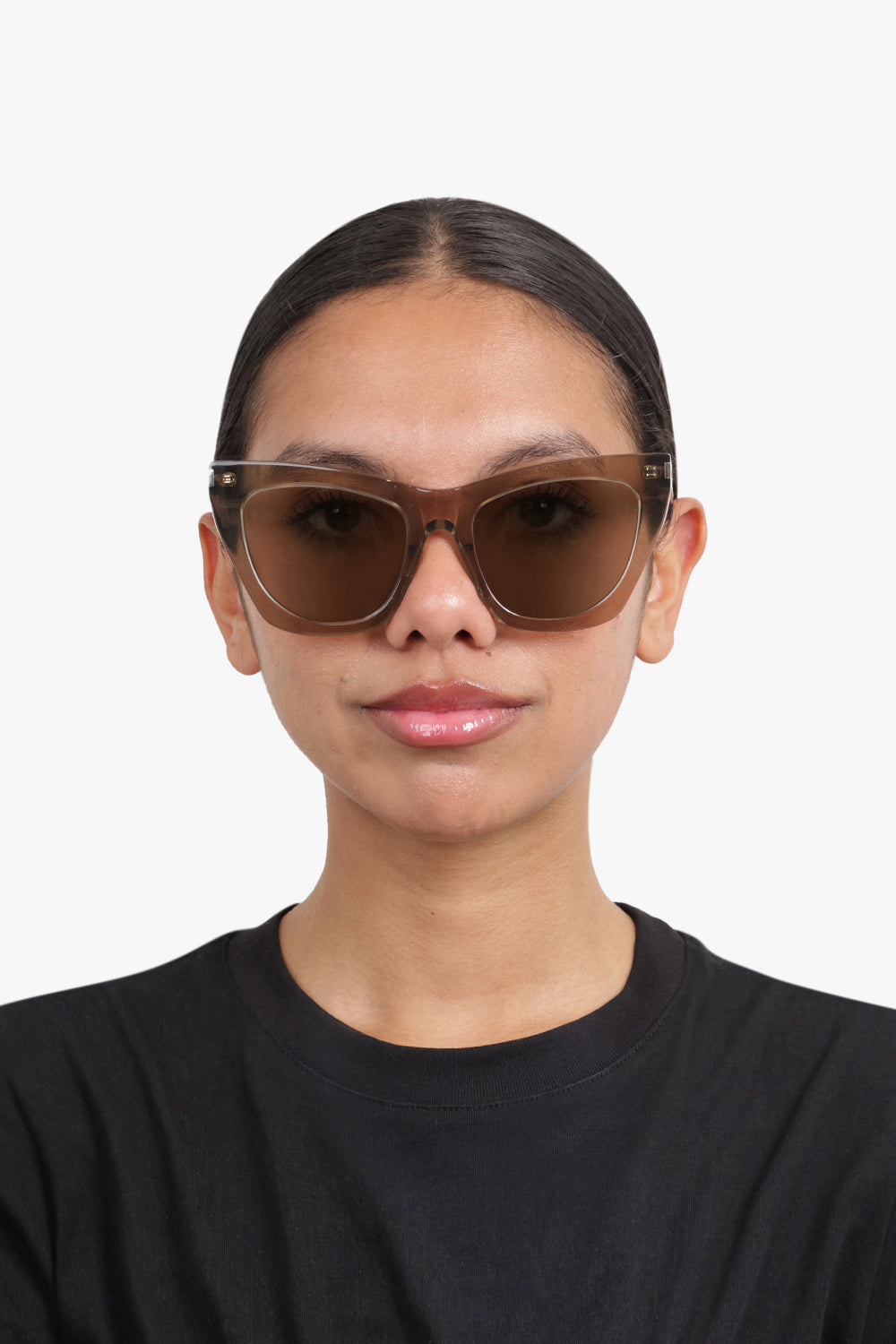 SAINT LAURENT SUNGLASSES Brown SL 214 KATE Sunglasses | Transparent Brown/Light Grey