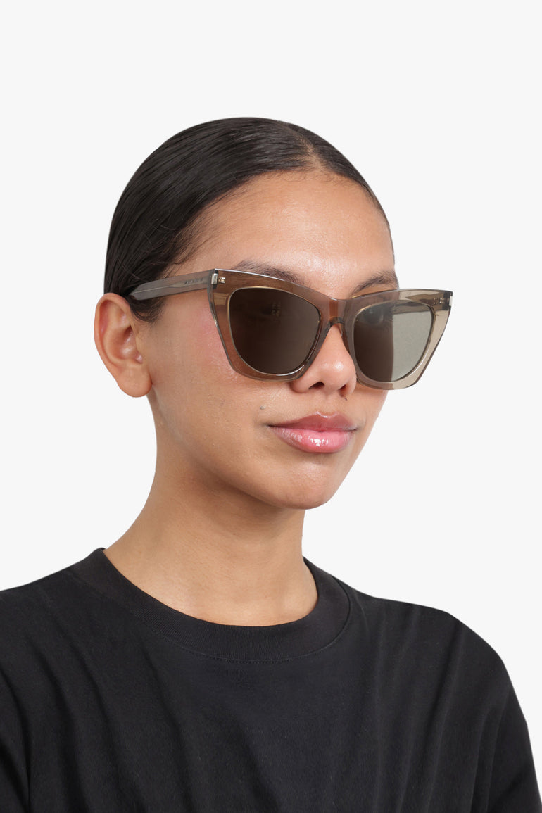 SAINT LAURENT SUNGLASSES Brown SL 214 KATE Sunglasses | Transparent Brown/Light Grey