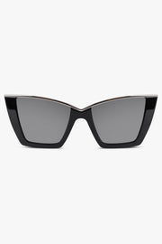 SAINT LAURENT ACCESSORIES BLACK / BLACK/SILVER Silver Trim Cat Eye Sunglasses | Black/Gold