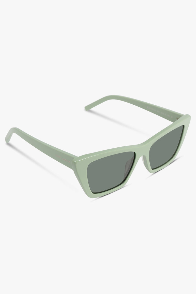 SAINT LAURENT ACCESSORIES GREEN / LIGHT GREEN/GREY Sl 276 Mica Large Cat Eye Acetate Sunglasses | Light Green/Grey