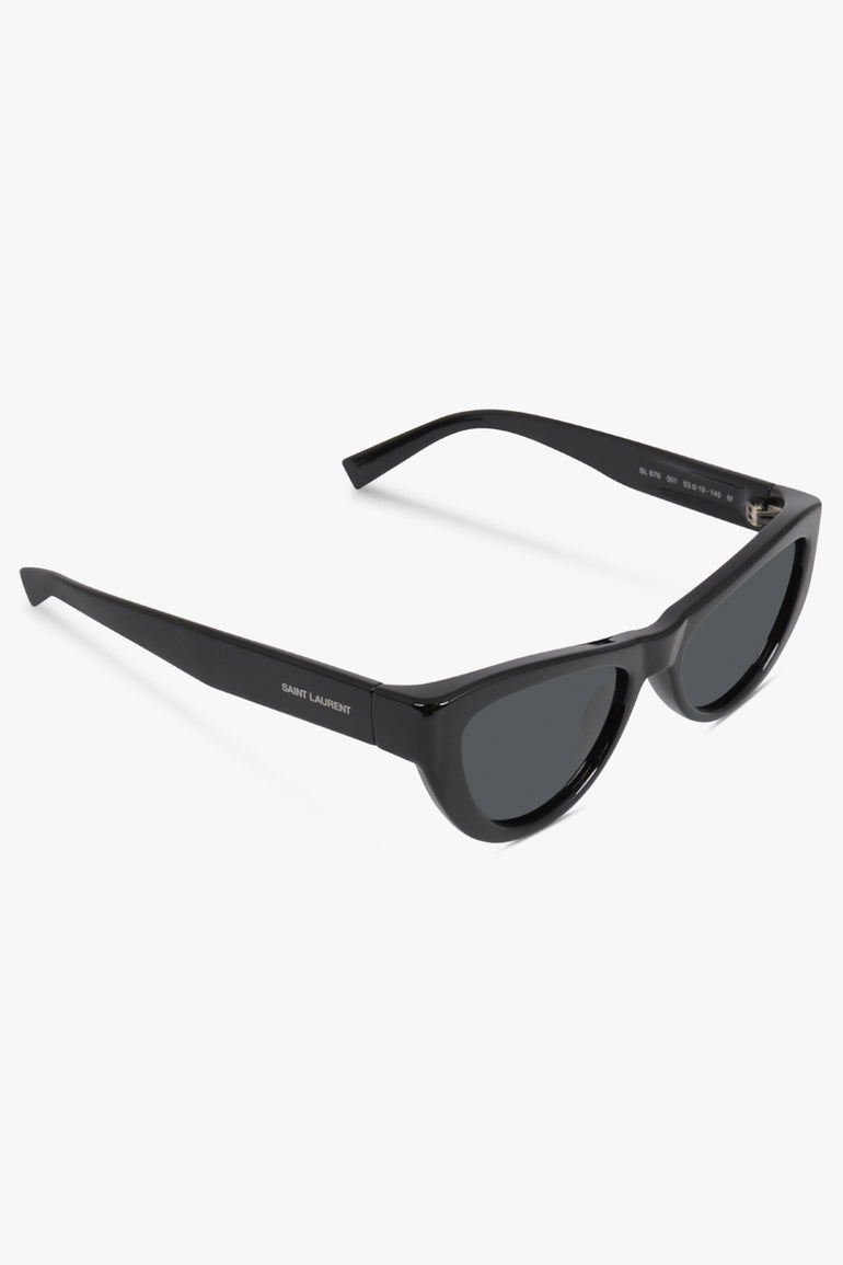 SAINT LAURENT ACCESSORIES BLACK / BLACK/BLACK Sl 676 Cat Eye Nylon Sunglasses | Black/Black