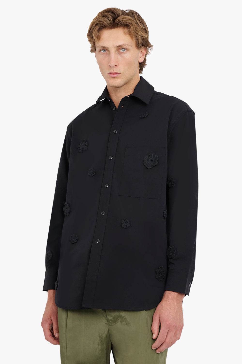 SONG FOR THE MUTE RTW L/S PLEATED BOX SHIRT | BLACK