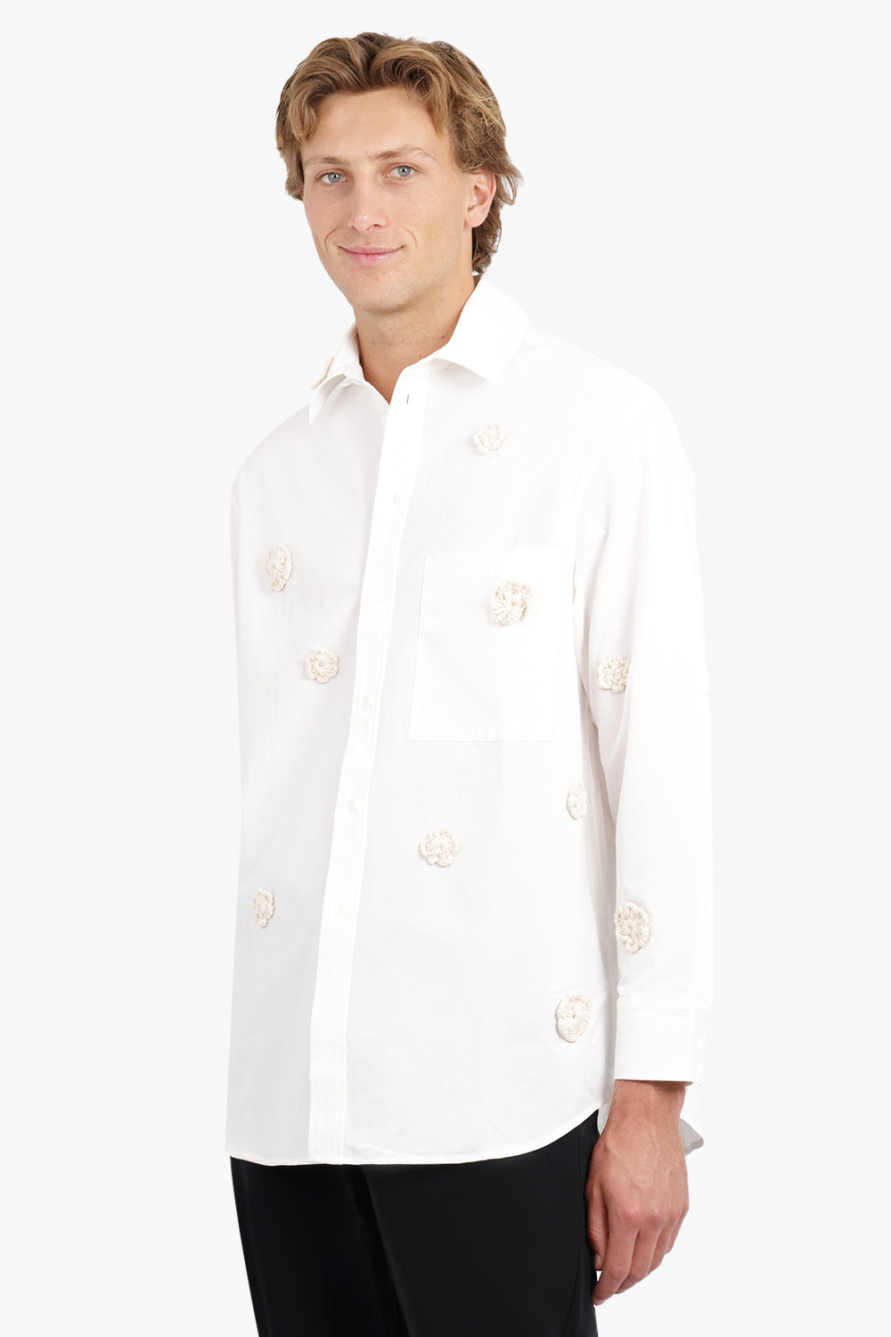 SONG FOR THE MUTE RTW L/S PLEATED BOX SHIRT | WHITE