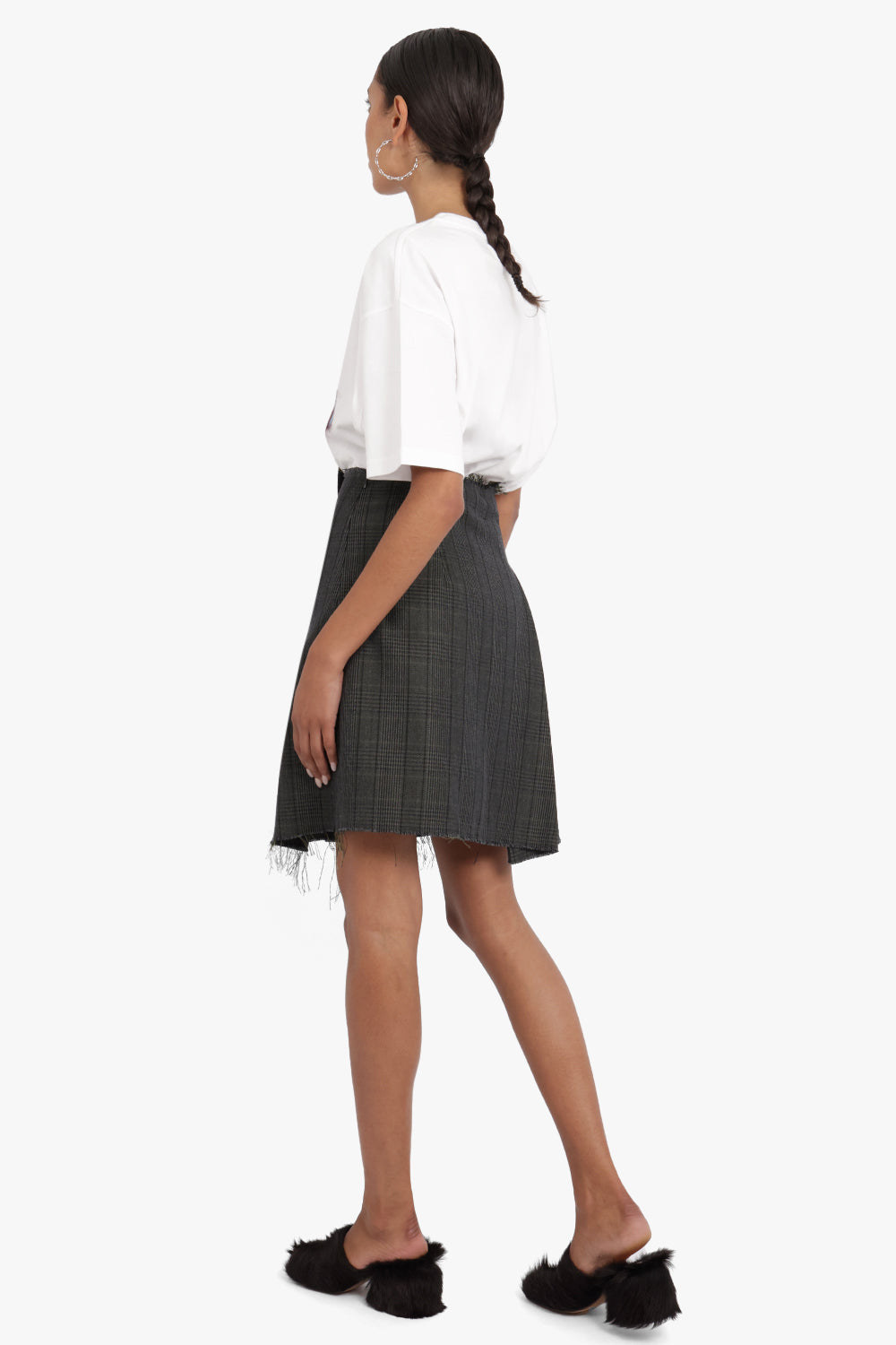 SONG FOR THE MUTE RTW Pleated Mini Skirt in Glen Check | Charcoal
