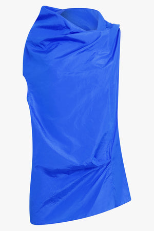 THE ROW RTW Aria Asymmetric Shoulder Detail Sleeveless Top | Blue