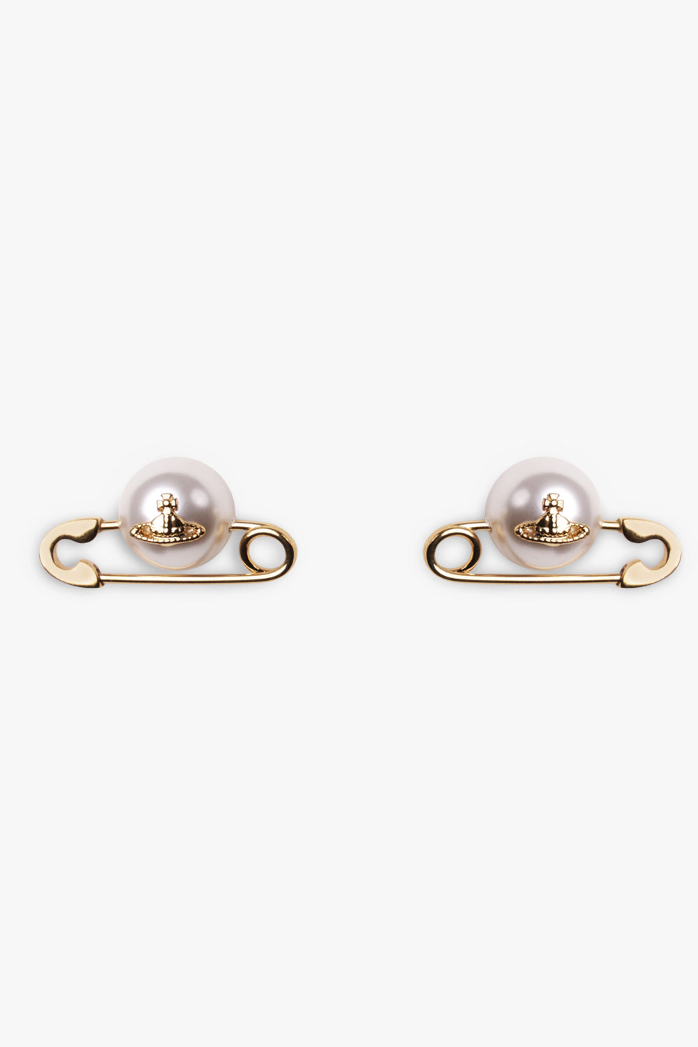 VIVIENNE WESTWOOD JEWELLRY GOLD / GOLD JORDAN SAFETY PIN PEARL EARRINGS | GOLD
