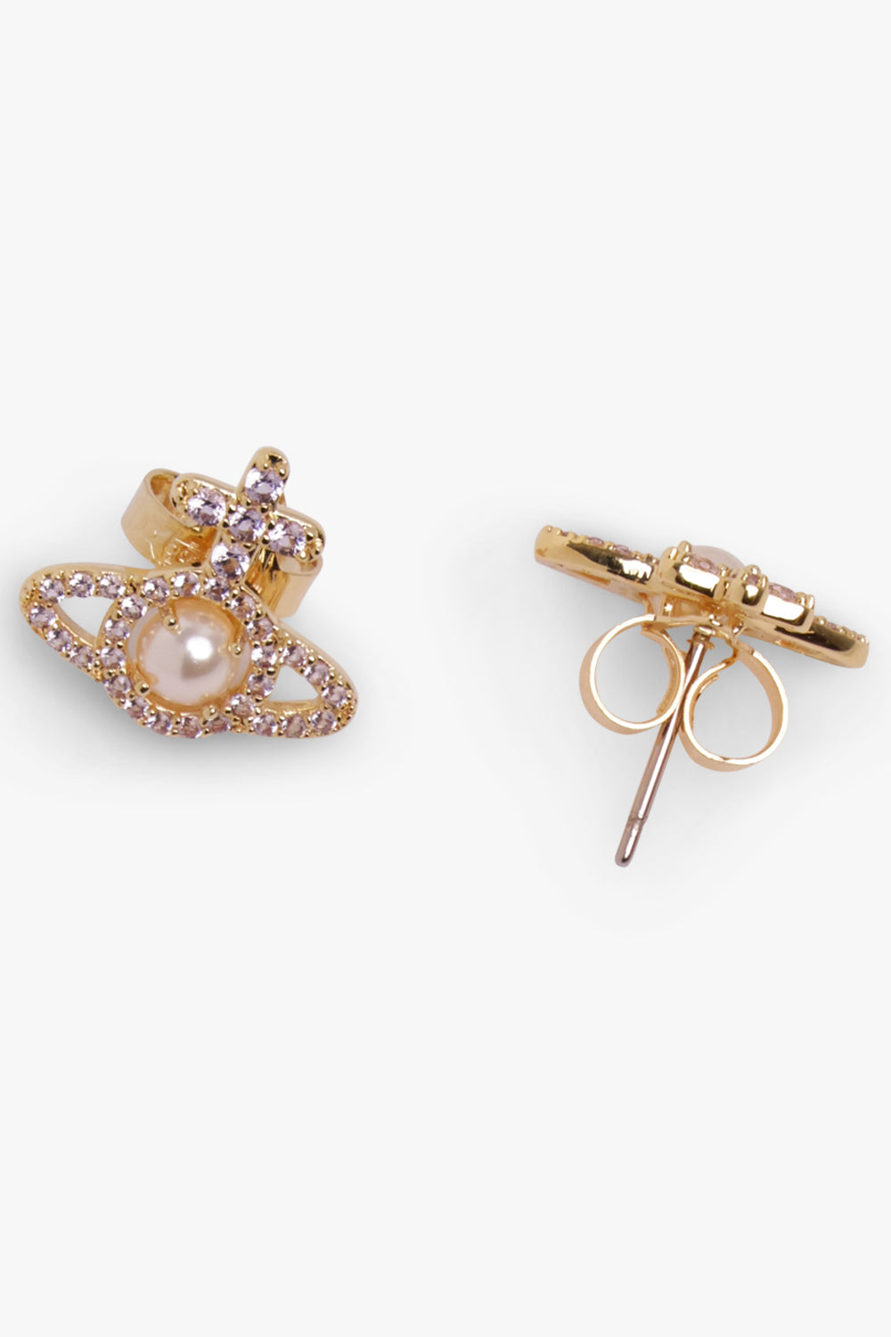 VIVIENNE WESTWOOD JEWELLRY GOLD / GOLD OLYMPIA PEARL EARRINGS | CREAM ROSE PEARL/GOLD