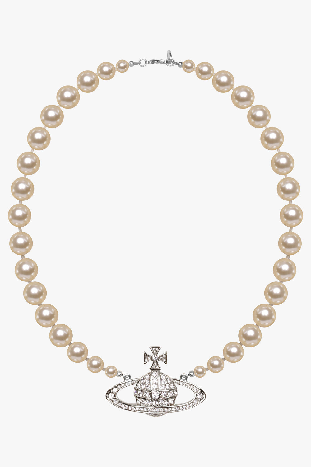 VIVIENNE WESTWOOD JEWELLRY SILVER / White/Silver One Row Pearl Bas Relief Necklace | White/Silver