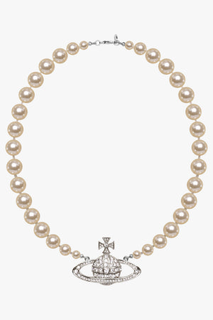 VIVIENNE WESTWOOD JEWELLRY SILVER / White/Silver One Row Pearl Bas Relief Necklace | White/Silver