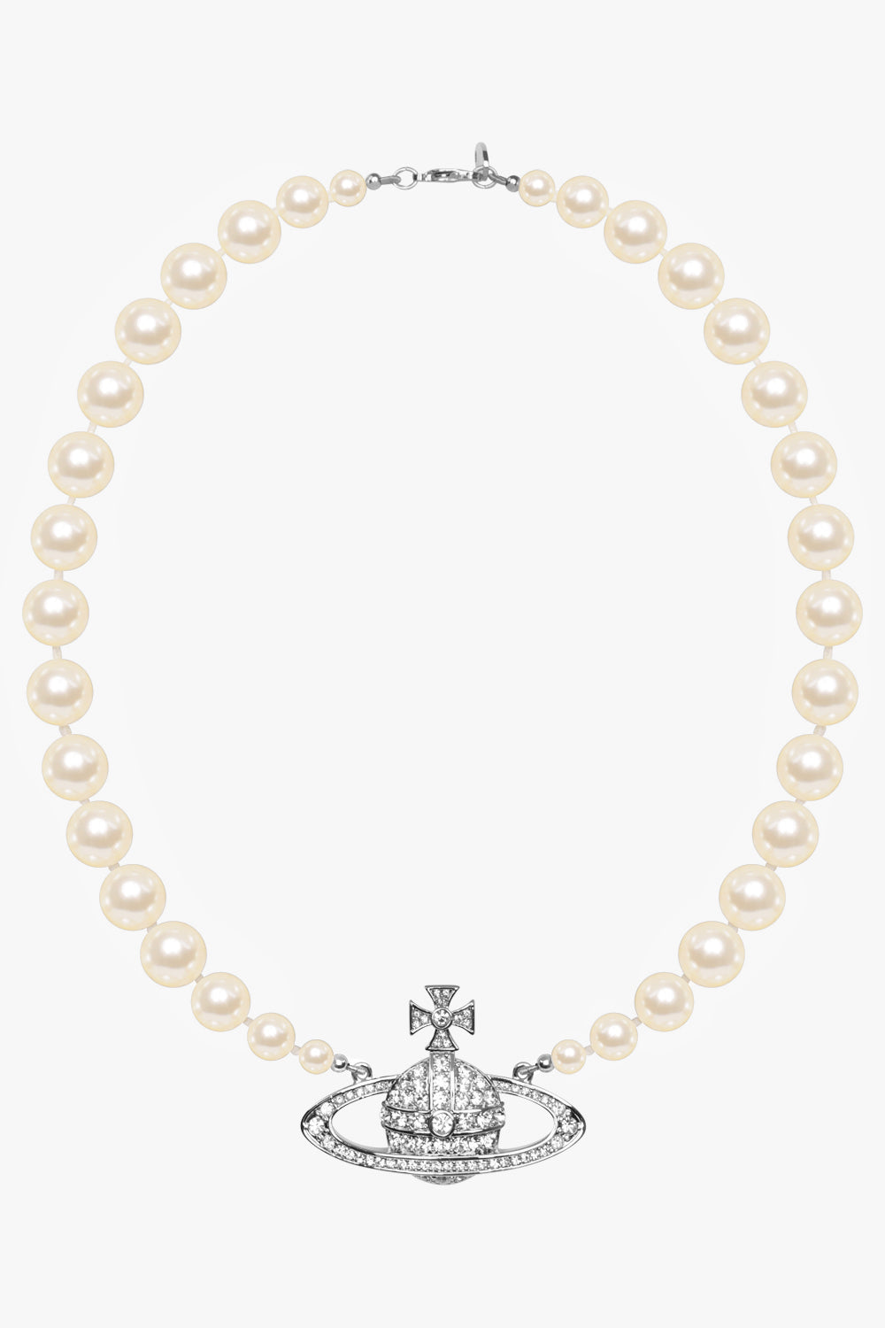 VIVIENNE WESTWOOD JEWELLRY SILVER / White/Silver One Row Pearl Bas Relief Necklace | White/Silver