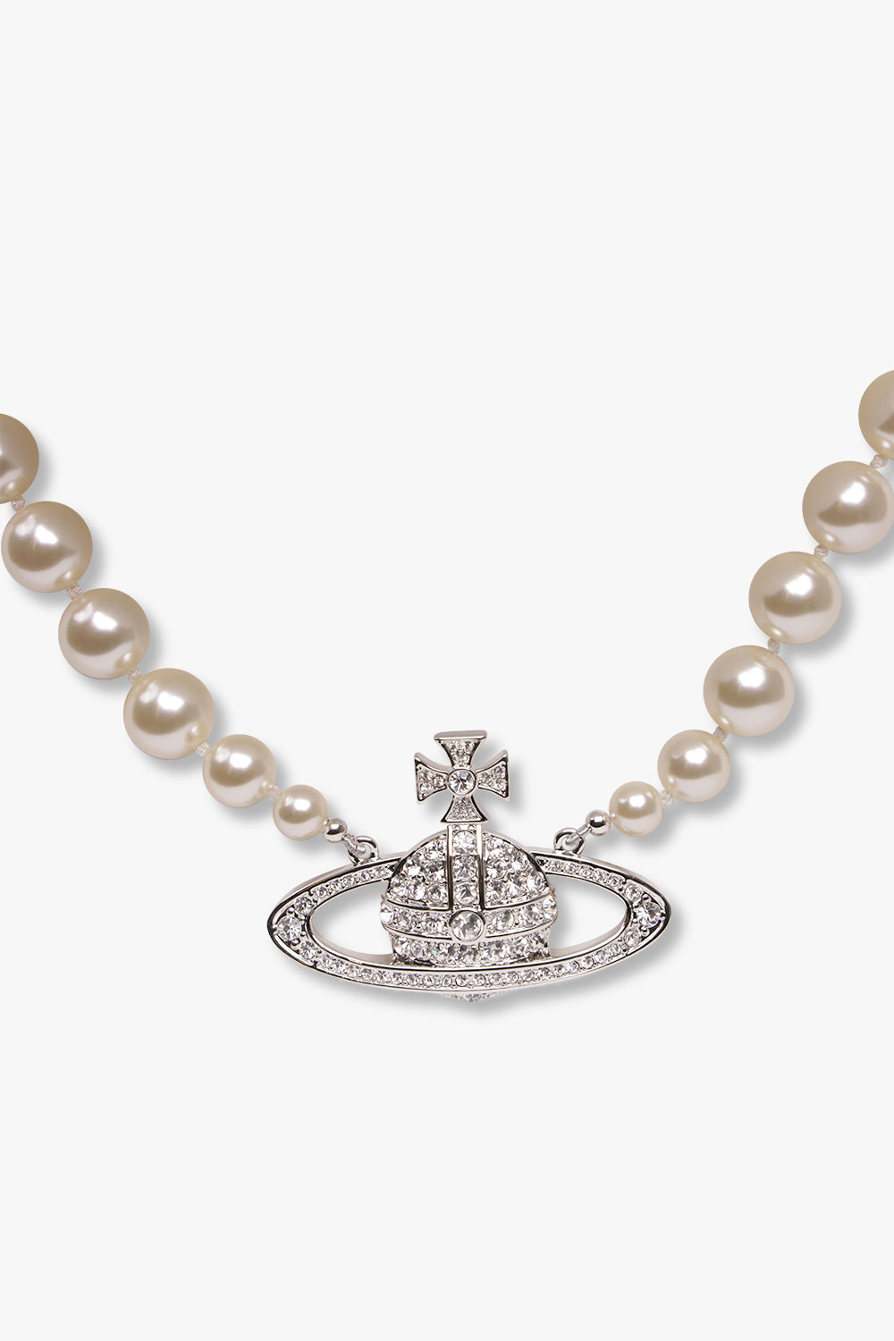 VIVIENNE WESTWOOD JEWELLRY SILVER / White/Silver One Row Pearl Bas Relief Necklace | White/Silver