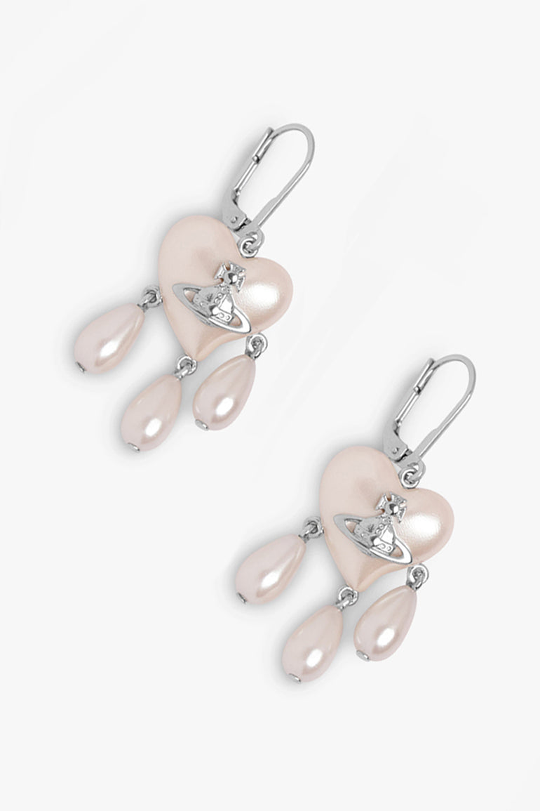 VIVIENNE WESTWOOD JEWELLRY SILVER / SILVER SHERYL DROP EARRINGS | CREAM ROSE PEARL/SILVER