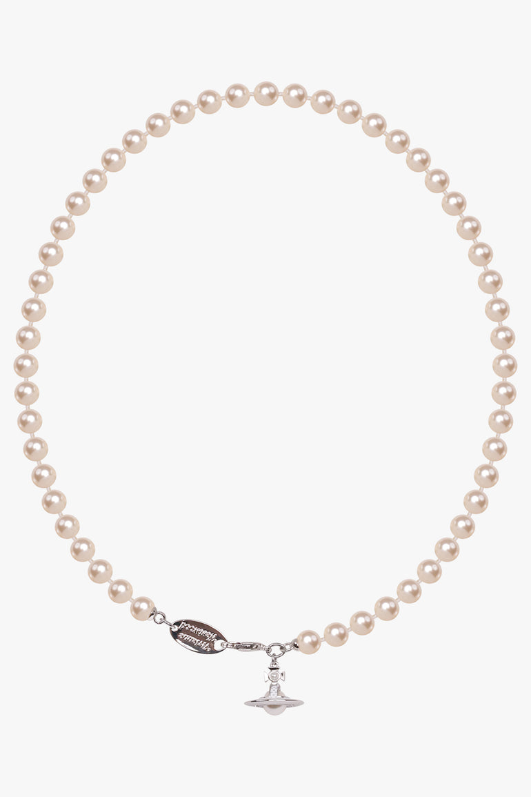 VIVIENNE WESTWOOD JEWELLRY SILVER / SILVER SIMONETTA PEARL NECKLACE | CREAM ROSE PEARL/WHITE